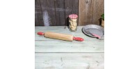 Rouleau à pâtisserie vintage en bois manchon rouge